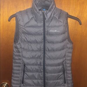 Eddie Bauer Gray Quilted Vest with High Collar